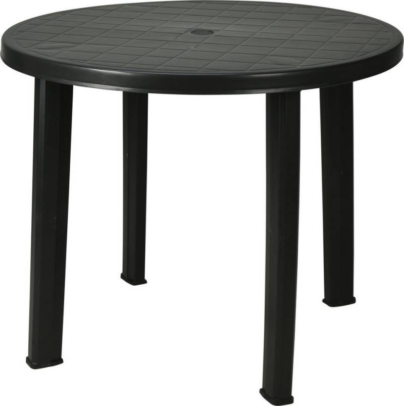 Progarden Gartentisch Terrassentisch Bistrotisch Balkontisch Campingtisch Ø90cm (1-St), Kunststoff, Schirmloch 4cm, Mosaikmuster, Stecksystem, Standfest von Progarden