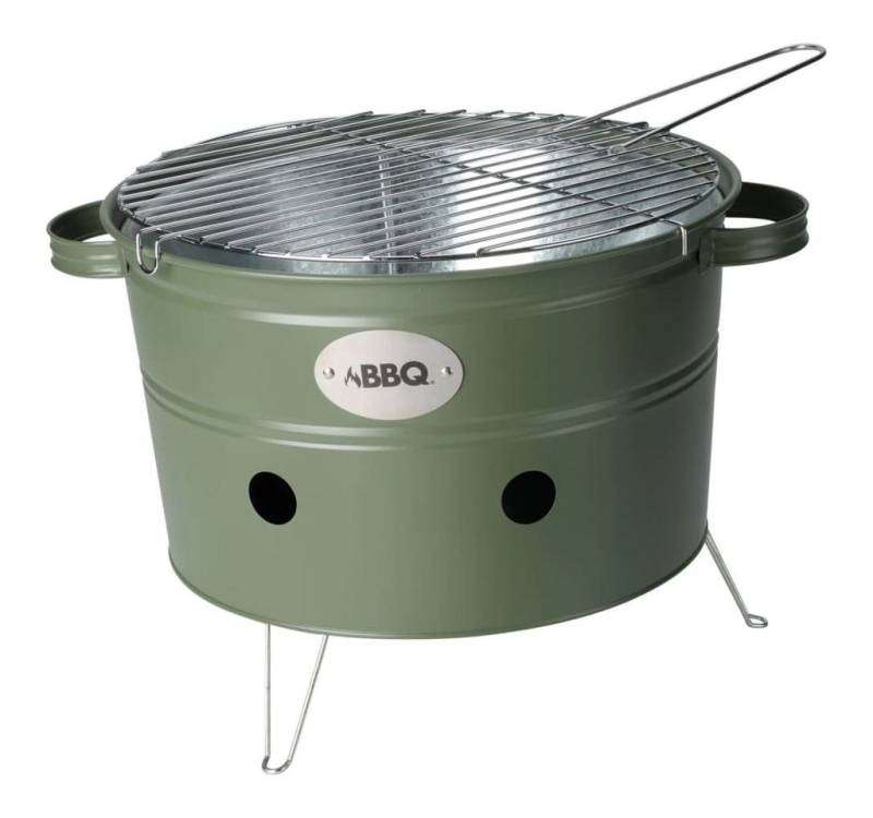 Progarden Grillkamin Grilleimer mit 2 Griffen 34,5 cm Matt Olivgrün von Progarden