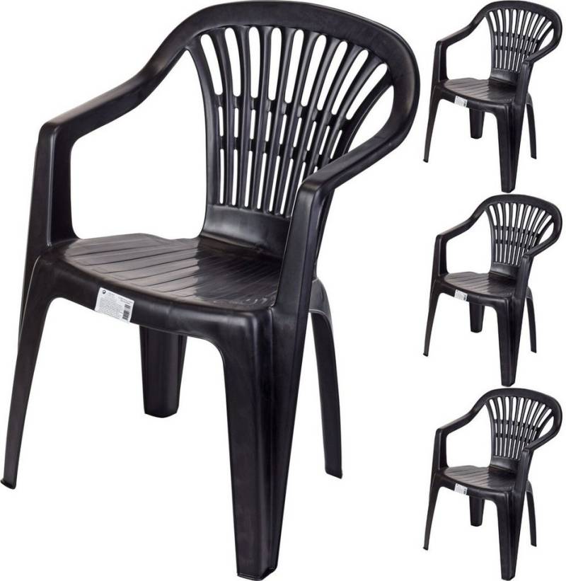 Progarden Gartenstuhl Stapelstuhl Balkonstuhl Bistrostuhl Campingstuhl 84x54x53cm Schwarz (4 St), UV-Beständig, Robust, Wetterfest, Made in Italy, Hochwertig von Progarden