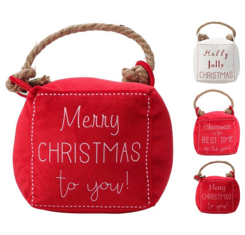 Progarden Weihnachtsfigur Türstopper - mit Christmas Schriftzug - ca. 13 x 13 x 13 cm von Progarden