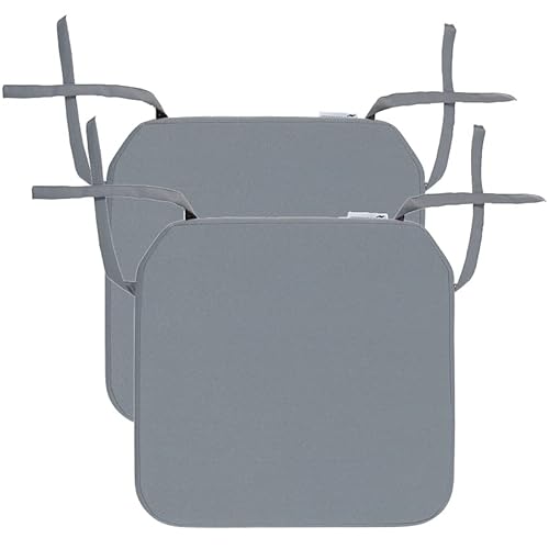 Outdoor-Stuhlkissen, wasserdicht, Sitzpolster für Stühle – wasserabweisend – am besten für Innen- und Außenbereich, Garten, Küche, Esszimmer, Terrasse - 2 x Sitzpolster Dunkelgrau – 40 x 40 x 5 cm von Proheeder