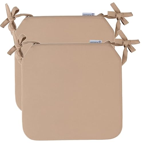 Wasserfestes Sitzkissen Stuhlkissen Gartenkissen Sitzpolster - Drinnen und Draußen Abnehmbare Abdeckung - Am besten für Garten, Küche, Esszimmer, Terrasse - 2X Sitzpolster – Beige – 40 x 40 x 5 cm von Proheeder