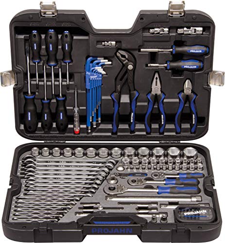 Projahn 39048201 Industrie-Werkzeugkoffer Universal metrisch 122-tlg, Werkzeugkasten/Werkzeug Set - umfangreiches Sortiment, Übersichtliche Anordnung, Premium-Optik, ergonomisches Kofferdesign von Projahn