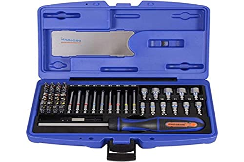 Projahn Bit Box 1/4 Zoll COLOR (farbcodierter Bit Satz Universal mit Ratschen-Schraubendreher mit Bit-Fach, 60-tlg.) 4097 von Projahn