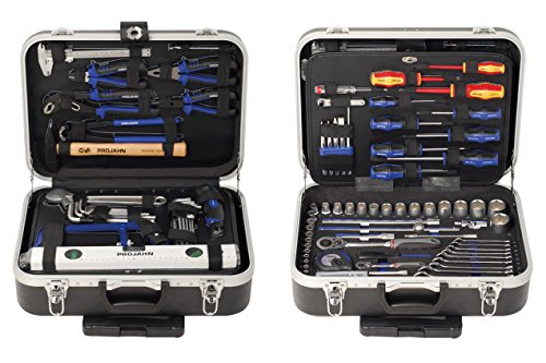 Projahn Werkzeug Trolly Set 130-tlg. (Nuss Satz, Ratschen Satz mit 6-Kant 1/2 Zoll Einsätze, inkl. Schrauberbits, Knarre 48 Zähne, ABS Kunststoffkoffer mit Rollen) 4963-01 von Projahn