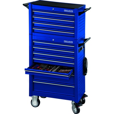 Werkstattwagen UNIVERSE + E-Power Elektroverteiler + Werkstattwagenaufsatz UNIVERSE + Dosenhalter + Papierrollenhalter + 379-tlg. Bestückung Blau Werkstattwagen UNIVERSE + E-Power Elektroverteiler + Werkstattwagenaufsatz UNIVERSE + Dosenhalter + Papierrollenhalter + 379-tlg. Bestückung Blau von Projahn