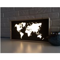 Weltkarte Leuchtkasten - Leuchtetui Leuchtet Geschenk Für Reisende Lightbox Leuchtschild Lampe Landkarte Deko von Project121