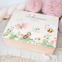 Erinnerungskiste Baby, Taufgeschenk Mädchen, Erinnerungsbox Geschenk Geburt, Baby Holzkiste Mit Namen von ProjectBowShop