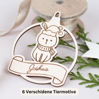 Personalisierter Weihnachtsbaum-Holzanhänger Mit Tiermotiv, Christbaumschmuck Wunschnamen , Weihnachtsgeschenk Kinder von ProjectBowShop