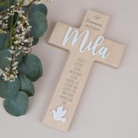 Personalisiertes Holzkreuz Mit Name, Kreuz Kommunion Acryl Kinderkreuz Personalisiert, Kommuniongeschenk, Geschenk Junge Mädchen Taufe von ProjectBowShop