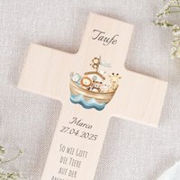 Taufkreuz Holz Arche Noah , Kinderkreuz Personalisiert, Taufgeschenk Patenkind Geschenk Taufe, Taufe Junge Mädchen Kommunion von ProjectBowShop