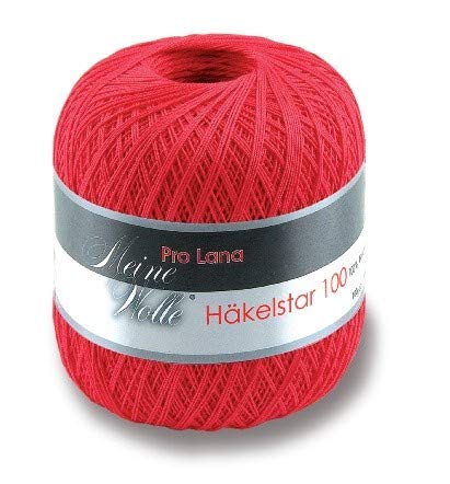 Prolana Pro Lana Häkelstar 100, 100% Baumwolle, Farbe 30 rot, Lauflänge ca 566 m von Prolana