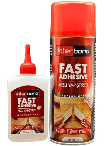 Interbond 125 gr 500 ml Sekundenkleber Extra Stark - Sekundenkleber mit Aktivator CA Kleber Professioneller Schnellkleber Allzweck [Klarer Sekundenkleber von Proloc