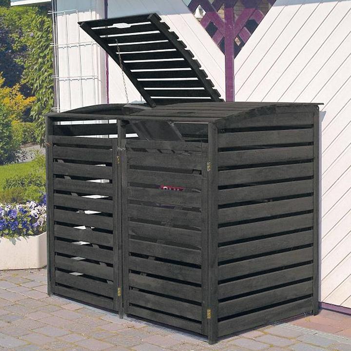 Mülltonnenbox für 2 Tonnen anthrazit, H 122 x B 148 DIREKTVERSAND von Promadino