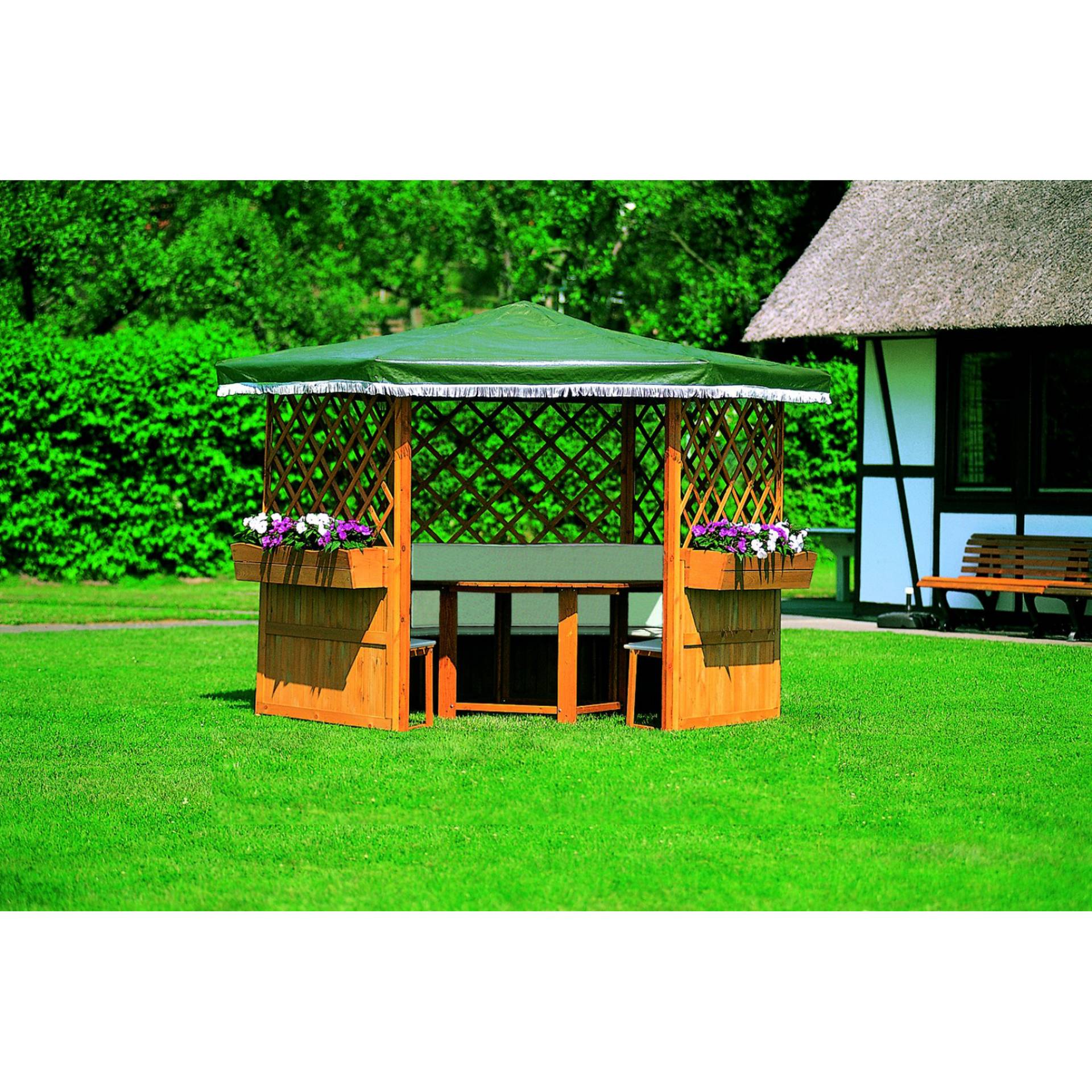 Promadino Pavillon 'Marburg' Holz grün inklusive Möbel 309 x 211 x 309 cm Promadino Pavillon 'Marburg' Holz grün inklusive Möbel 309 x 211 x 309 cm von Promadino