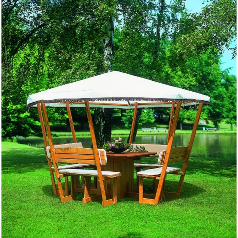 Promadino Pavillon 'Rosenheim' Holz weiß 304 x 213 x 304 cm von Promadino
