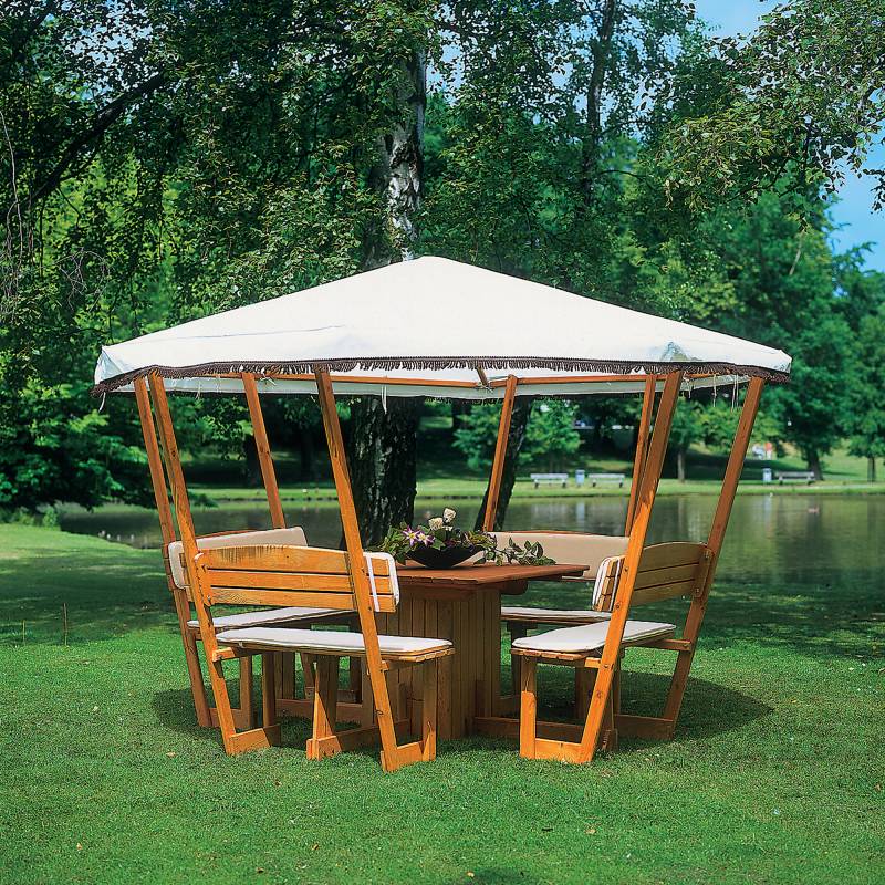 Promadino Pavillon 'Rosenheim' Holz weiß 304 x 213 x 304 cm von Promadino