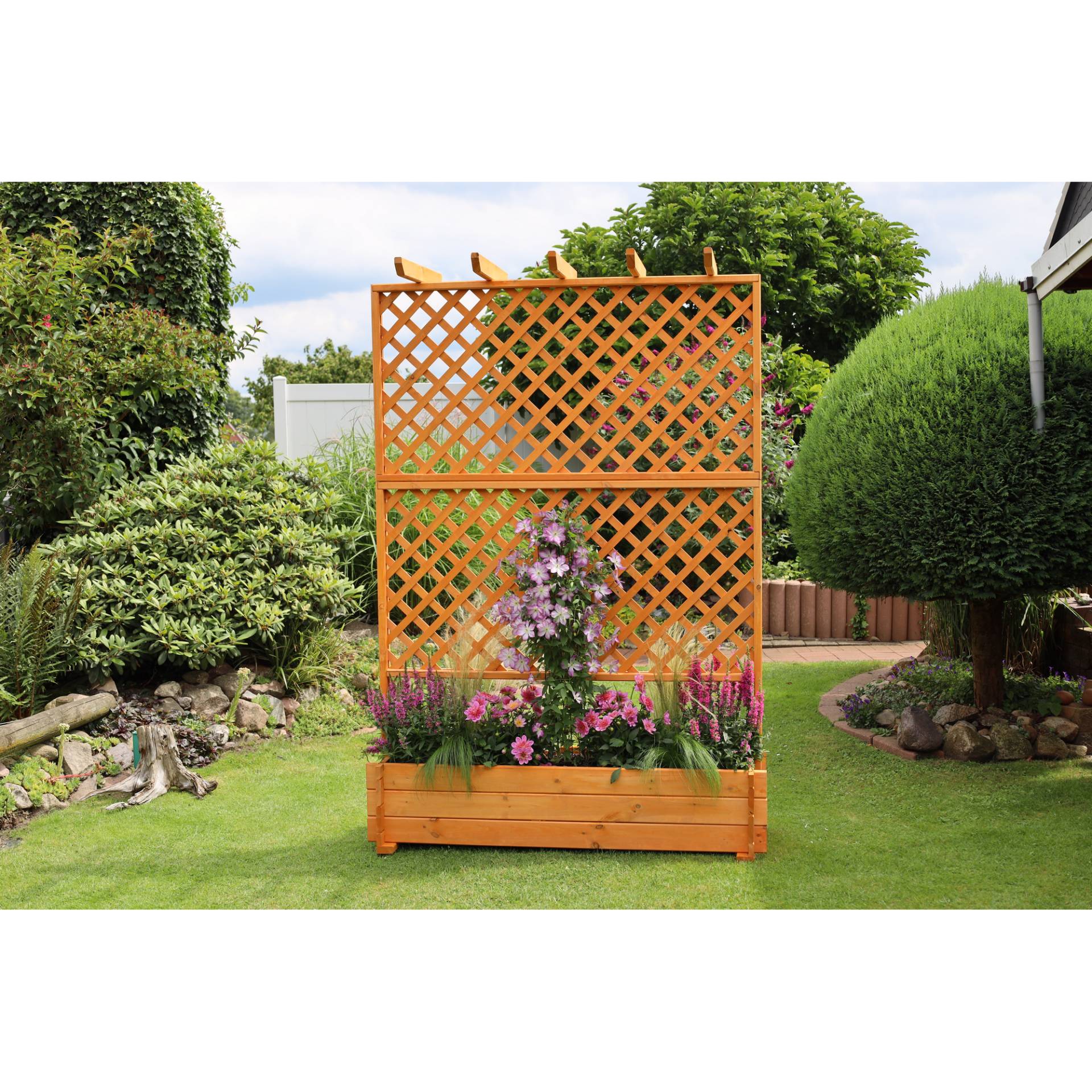 Promadino Rankkasten mit Pergola braun 140 x 200 x 64,5 cm von Promadino
