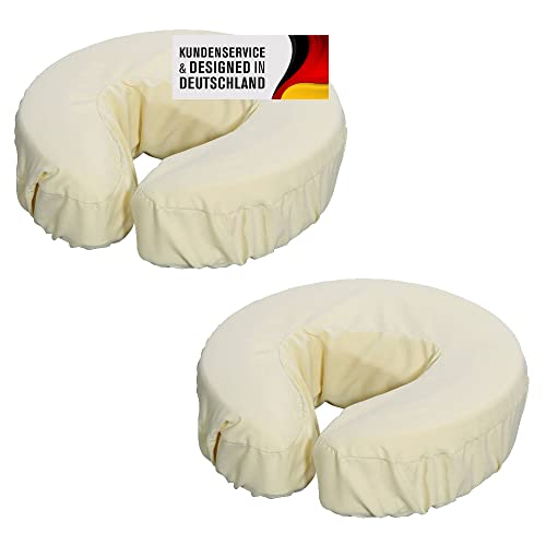 Kopfpolsterbezüge Set für die Massage aus Mikrofaser mit Gummizug - Kopfstützenbezug maschinenwaschbar für Massageliegen - Der perfekte Schutz für Kopfpolster und Nackenkissen (2er Set, Beige) von Promafit