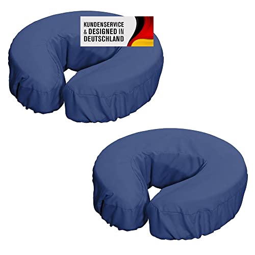 Kopfpolsterbezüge Set für die Massage aus Mikrofaser mit Gummizug - Kopfstützenbezug maschinenwaschbar für Massageliegen - Der perfekte Schutz für Kopfpolster und Nackenkissen (2er Set, Blau) von Promafit