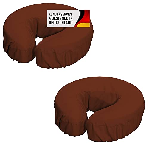 Kopfpolsterbezüge Set für die Massage aus Mikrofaser mit Gummizug - Kopfstützenbezug maschinenwaschbar für Massageliegen - Der perfekte Schutz für Kopfpolster und Nackenkissen (2er Set, Braun) von Promafit