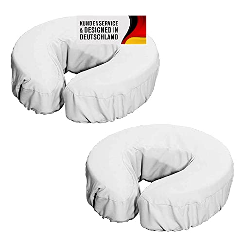Kopfpolsterbezüge Set für die Massage aus Mikrofaser mit Gummizug - Kopfstützenbezug maschinenwaschbar für Massageliegen - Der perfekte Schutz für Kopfpolster und Nackenkissen (2er Set, Weiß) von Promafit