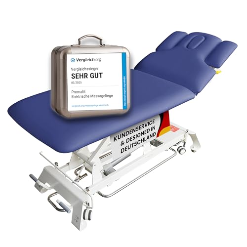 Promafit® Elektrische Massageliege Houston – VERGLEICHSSIEGER* – inkl. 3-teiliges Kopfteil, Armablagen & Papierrollenhalter – Ideal für Kosmetik & Therapie (höhenverstellbare 2-Zonen-Liege) von Promafit