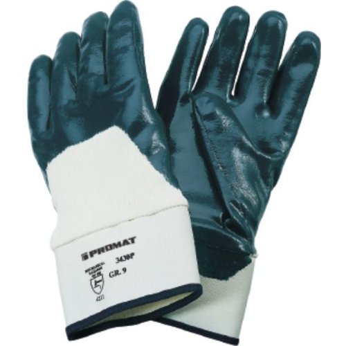 Handschuhe Nitril Größe 10 blau vollbeschichtet mit Stulpe Preis per 12 Stück von Promat