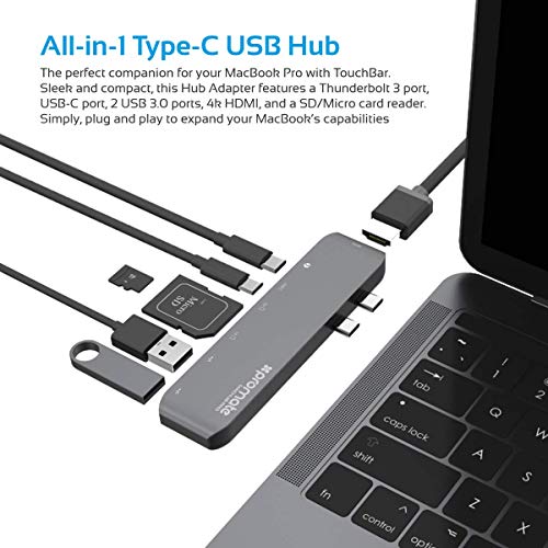Promate MacHub-Pro grau USB-C-Adapter, 7-in-1-USB-Typ-C-Hub-Adapter mit Zwei USB-3.0-Anschlüssen Promate MacHub-Pro grau USB-C-Adapter, 7-in-1-USB-Typ-C-Hub-Adapter mit Zwei USB-3.0-Anschlüssen von Promate