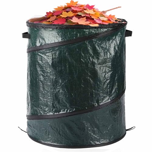 Pop-Up Gartenabfallsack Laubsack, Gartensack Camping Abfallbeutel mit Griffen für Abfall,Garten Müll, Spielzeug, zusammenklappbar, groß, robust selbstaufstellend, faltbar, wiederverwendbar (grün-38L) von Promaxstar
