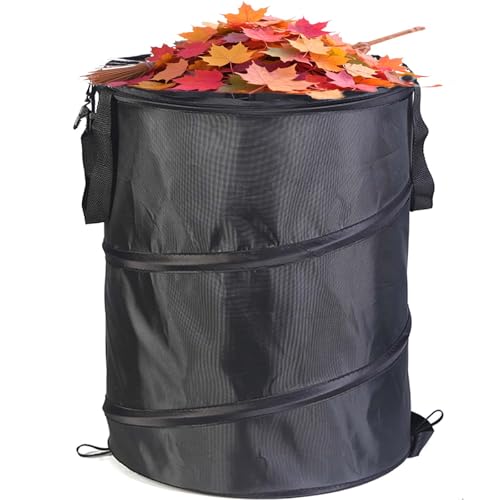 Pop-Up Gartenabfallsack Laubsack, Oxford Gartensack Camping Abfallbeutel mit Griffen für Abfall, Garten Müll,Spielzeug,zusammenklappbar,robust selbstaufstellend,faltbar, wiederverwendbar (schwarz-90L) von Promaxstar
