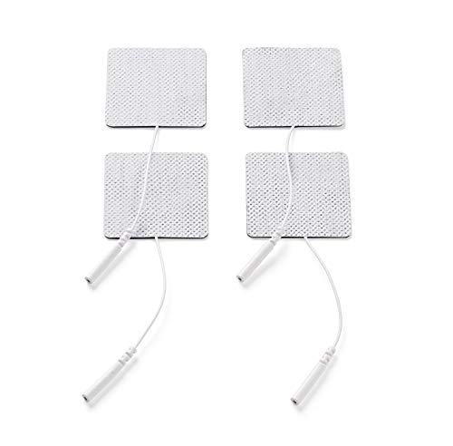Promed Gewebe-Elektrode 45 x 45 mm, 4 Stück, selbstklebende Tens Elektroden mit 2mm-Stecker-Anschluss für TENS/EMS Geräte, wiederverwendbar von Promed