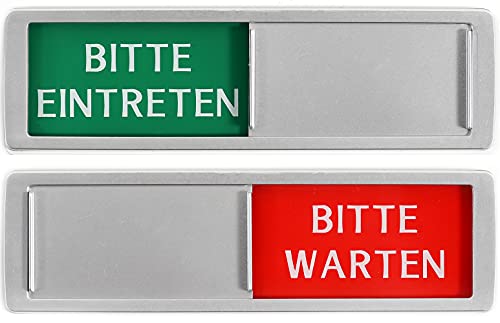 BITTE EINTRETEN - BITTE WARTEN Schild XL - Schiebeschilder frei besetzt - Klebeschild - 17,5 x 5 x 0,7 cm - Montage: 3M Klebefläche - Schilder mit Schiebefunktion. von Promessa-Design