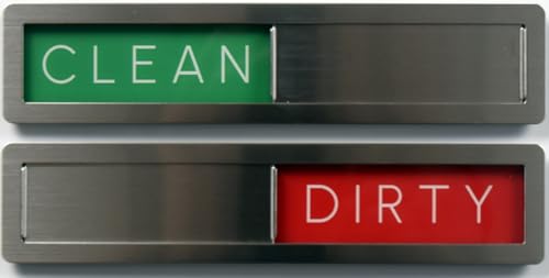 Clean - Dirty Edelstahl Schild Green Red - Mit Schieber - Clean - Dirty Schiebeschilder - 18 x 4 x 0,4 cm - Montage: Magnet oder doppelseitige Aufkleber - Schilder mit Schiebefunktion. von Promessa-Design