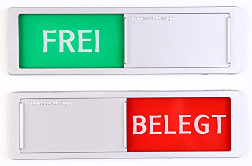 FREI - BELEGT Schild XL - Mit Schieber - Frei Besetzt Schiebeschilder - Klebeschild - 17,5 x 5 x 0,7 cm - Montage: 3M Klebefläche - Schilder mit Schiebefunktion. von Promessa-Design