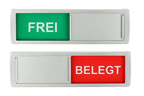 FREI - BELEGT Schild XL - Schilder mit Schieber - Frei Belegt Schiebeschilder - Klebeschild - 17,5 x 5 x 0,7 cm - Montage: 3M Klebefläche - Arial text. von Promessa-Design
