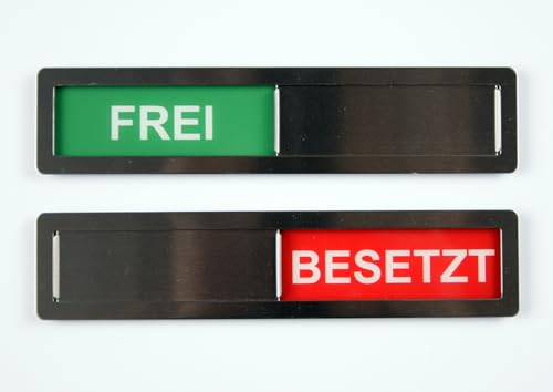 FREI - BESETZT Edelstahl Schild XL - Mit Schieber - Frei Besetzt Schiebeschilder - Klebeschild - 18 x 4 x 0,4 cm - Montage: 3M Klebefläche - Schilder mit Schiebefunktion. von Promessa-Design