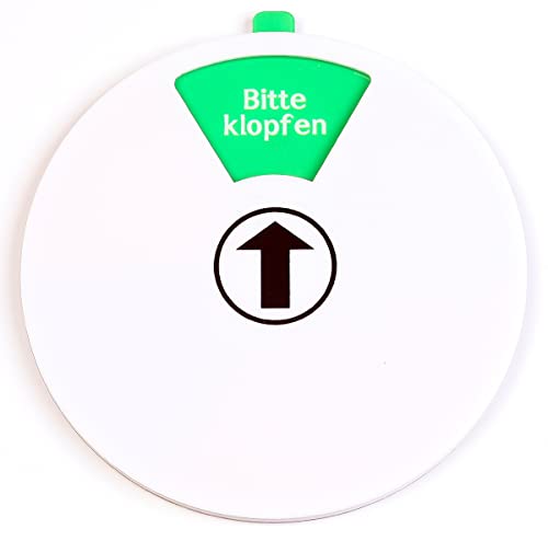 FREI - BESETZT Schild Weiss 15 cm-Bitte klöpfen-Nicht im Büro-Bitte warten-Bitte nicht stören-In einem Meeting-Bin gleich zurück. (Weiss) von Promessa-Design