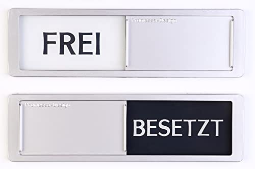 FREI - BESETZT Schilder XL - Mit Schieber - Frei Besetzt Schiebeschild - Klebeschild - 17,5 x 5 x 0,7 cm - Montage: 3M Klebefläche - Schilder mit Schiebefunktion. Grau - Swarz von Promessa-Design