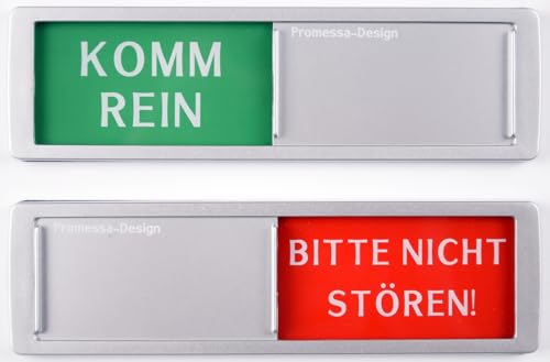 Komm rein-bitte nicht stören Schild XL - Mit Schieber - Frei Besetzt Schiebeschild - Klebeschild - 17,5 x 5 x 0,7 cm - Montage: 3M Klebefläche - Schilder mit Schiebefunktion. von Promessa-Design
