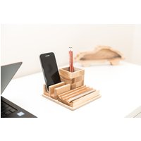 Holz Schreibtisch Organizer Stiftehalter Telefonhalter Organisation Büro Holz Schreibtisch Organizer Stiftehalter Telefonhalter Organisation Büro von PromiDesign