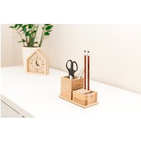 Holz-Stifthalter Schreibtisch Organisation Bleistift Aufbewahrung Holz-Stift-Halter Stifthalter Aus Holz von PromiDesign