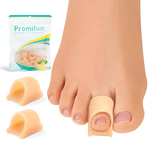 Promifun Hammerzehenkorrektor für Damen, Gel-Zehenschienen, Linderung für gelockte, krumme Krallen, Hammerzehen, Hammerzehenkorrektor für Männer (6 Stück, Beige, Größe L) von Promifun
