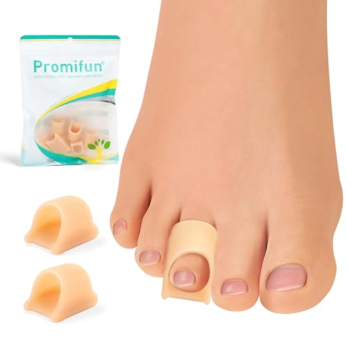 Promifun Hammerzehenkorrektor für Damen, Gel-Zehenschienen, Linderung für gelockte, krumme Krallen, Hammerzehen, Hammerzehenkorrektor für Männer (6 Stück, Beige, Größe M) von Promifun
