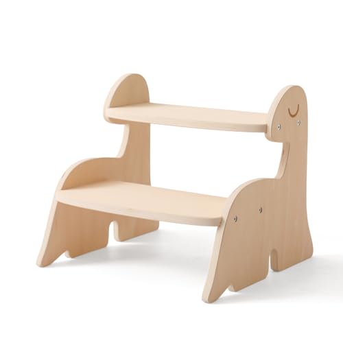 Promise Babe Lernturm Montessori Holz Tritthocker Für Kinder,Gegen Wand Schrank Dinosaur Baby Tritthocker 2 Stufe Kinder Möbel Tier Dino Holz Tritthocker Baby Kleinkinderzimmer Bad Küche WC 2 Stufe von Promise Babe