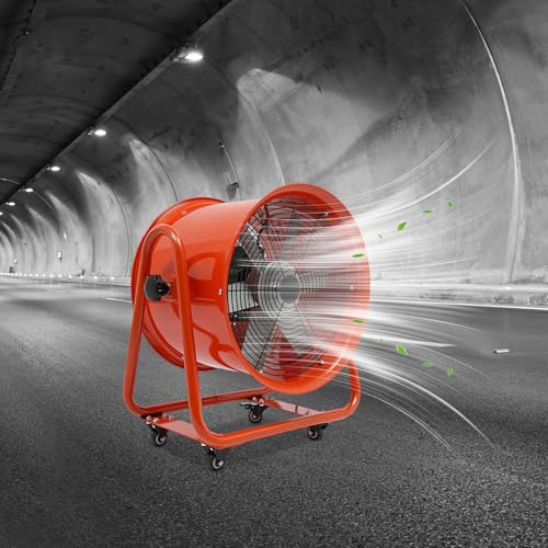 1100W Bauventilator 6 Ventilatorflügeln Baugebläse 2800R/Min Axiallüfter Luftmenge 15000m³/H Axialgebläse 90° Einstellbarer Industrielüfter Bodenventilator von PromiseFly