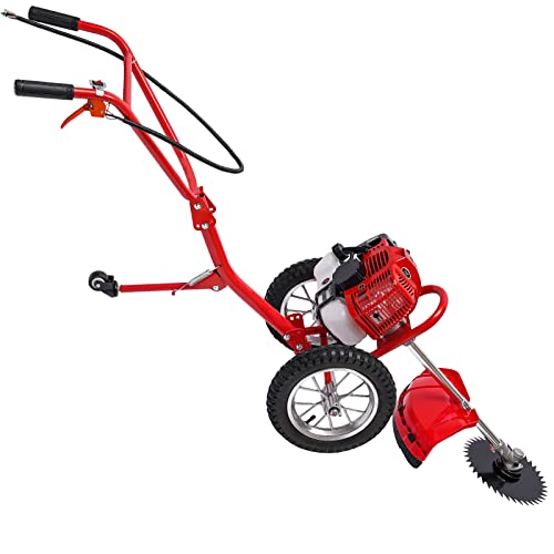 2 in 1 Benzin Motorsense mit Rädern 49CC Motor 7000 U/min 2-Takt Rasentrimmer Freischneider mit Unkrautmesser & Lockermesser Rasenschneider Gartengerät 2 in 1 Benzin Motorsense mit Rädern 49CC Motor 7000 U/min 2-Takt Rasentrimmer Freischneider mit Unkrautmesser & Lockermesser Rasenschneider Gartengerät von PromiseFly