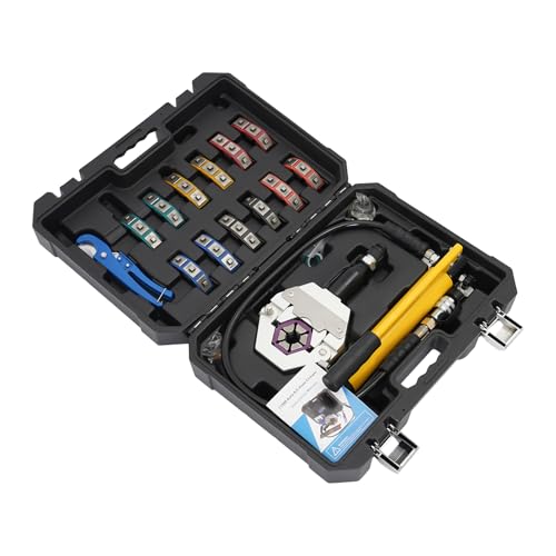 4T Hydraulische Schlauch-Crimper Manuelle A/C Schlauch-Crimper Kit mit 7 Werkzeuge Press Tool Krimp Werkzeug Kit Presszange für Automobil-Klimaanlagenschlauch Presswerkzeuge von PromiseFly