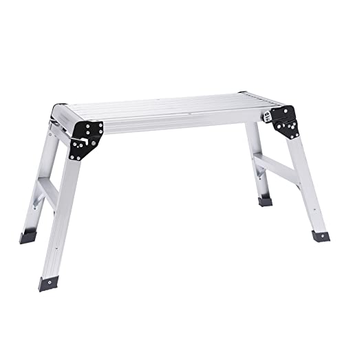 Arbeitsplattform für Mehrzweckleiter | Alu Leiter Klappbar bis 150KG 76×30×4.5cm | Gelenkleiter mit Sicherheitsschlössern Trittleite Klappleiter für Haus & Werkstatt von PromiseFly
