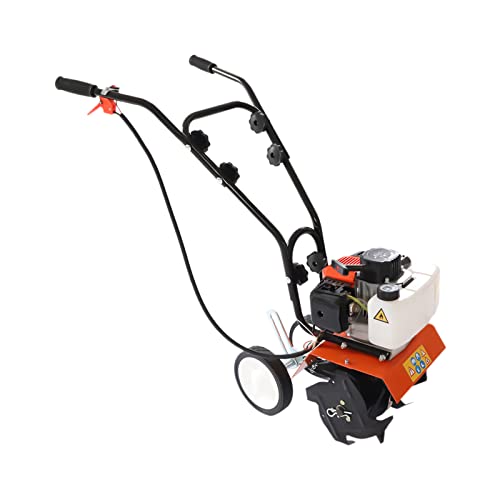 Gartenfräse 1250W Gasbetrieben Motorhacke 43CC 8500 U/min Anbaubreite 250MM Kultivierungstiefe 100MM Motorfräse mit Stahlklinge Bodenhacke Ackerfräse Kultivator von PromiseFly